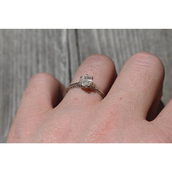Art Deco Ring Raw Diamond Ring Rough Diamond Ring promise anniversary gi… - Picture 2 of 6